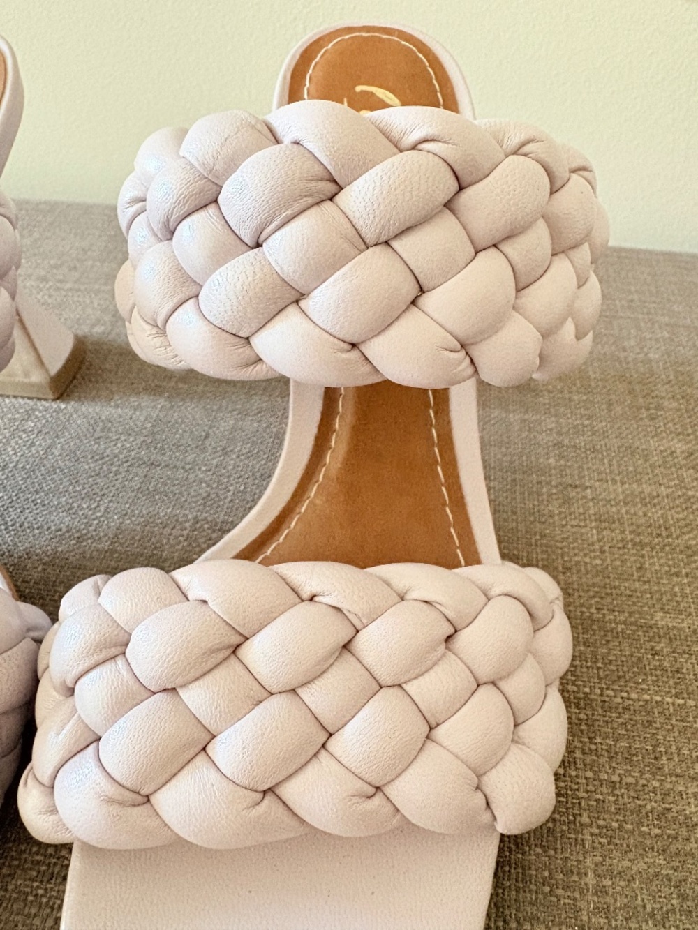 L'INTERVALLE Braided Double-Strap Heeled Sandals in Light Beige - Picture 7 of 8